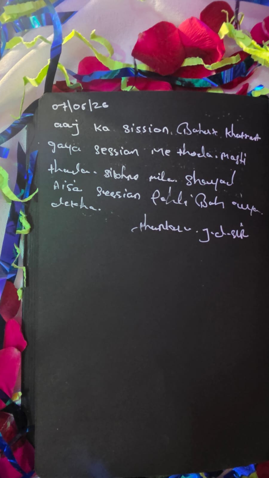 Handwritten note from Session note, 7 June