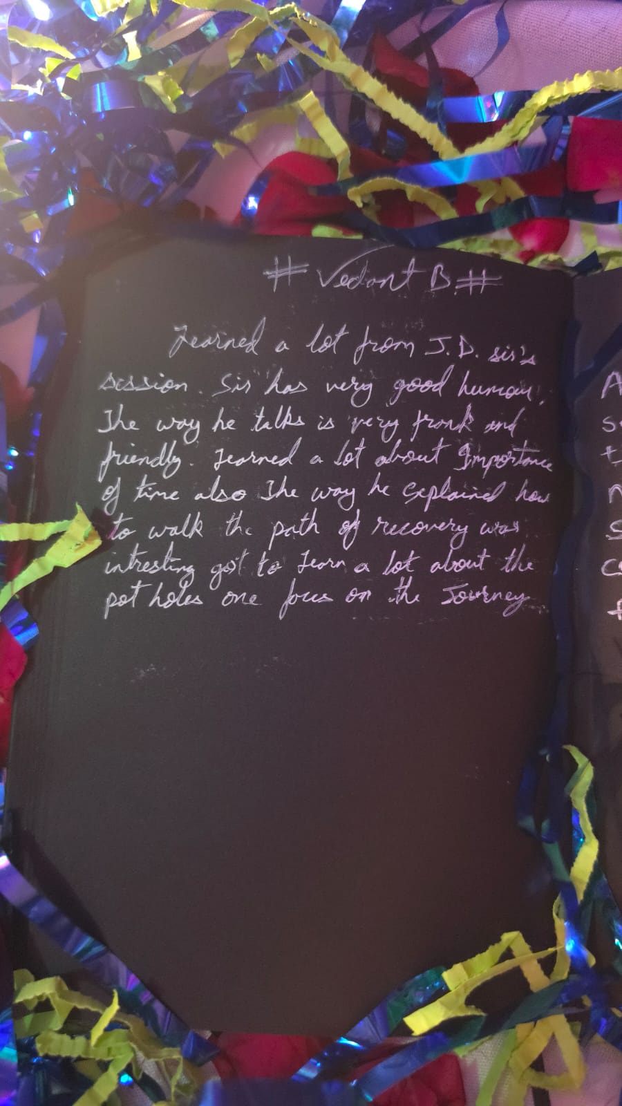 Handwritten note from Kalpana Palande · Ayesha Khan